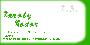 karoly modor business card