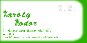 karoly modor business card